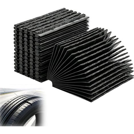 Mèche Réparation Pneu Bande Vulcanisation 100 Pièces 100x3,5mm Voiture Moto Camion Kit Crevaison Tubeless Auto-Obturant Noir Secours Accessoire Auto Quad Tondeuse Sans Colle (1/5)