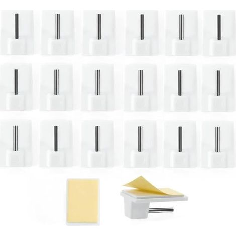 Crochet Rideau - Noname - 20 Pcs - Autocollants - Installation Facile - Blanc (1/4)