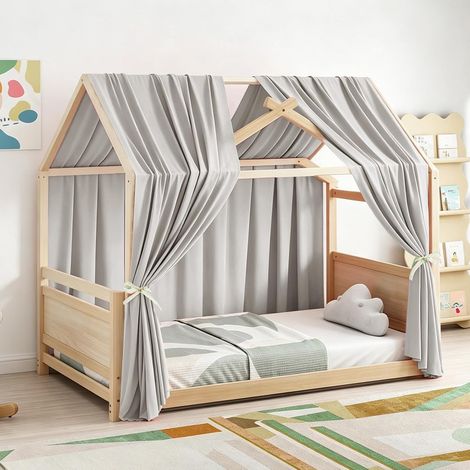 Bed Canopy Set for Home Bed, 2-Piece Net Curtain in Muslin, Fabric Canopy for Child's Bed, Girl, Boy, Children's Room, Decorative Children's Room Canopy, 67 L x 270 H cm (1/5)