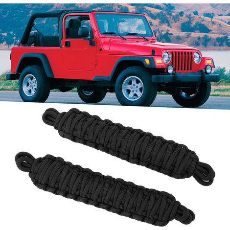 2 Stück Türbefestigungsseile mit Begrenzungsgurt, passend für Jeep Wrangler TJ 1997-2006, Schwarz (1/5)