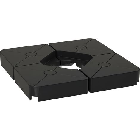 Outsunny Umbrella Weights for Cantilever Parasols, Set of 4 Heavy Duty Parasol Base Weights, 64kg Sand or 55kg Water Filled, Black