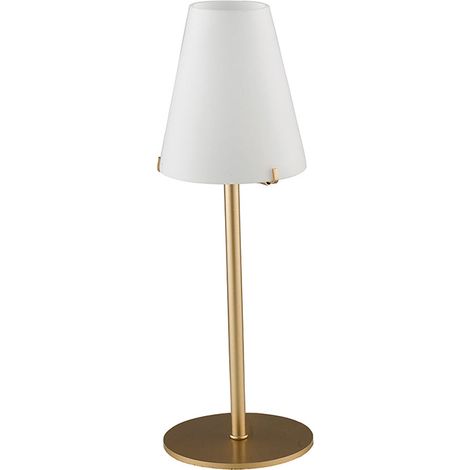 "Lampada da tavolo CANTO in metallo oro con diffusore in vetro bianco" (1/3)