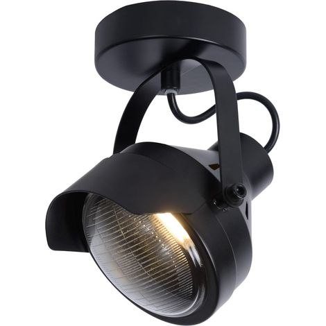 Spot mural acier Lucide Cicleta GU10 35W noir orientable (1/2)