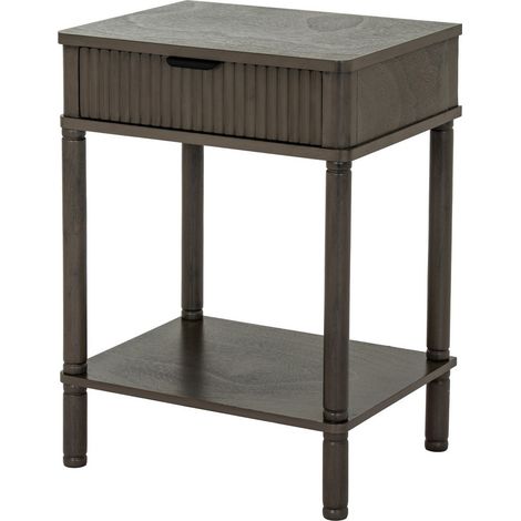 Reed Collection 1 Drawer Side Table - Wood - L35 x W45 x H61 cm - Grey