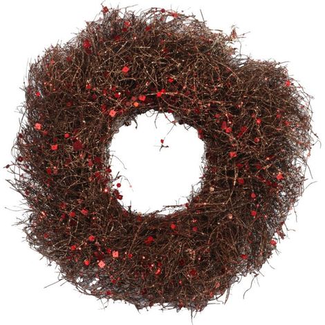 Ghirlanda natalizia in rattan marrone con paillettes, 35 cm (1/3)