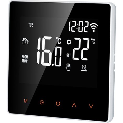 Thermostat Connecté Wi-Fi Régulateur Numérique de Température Commande APP Écran LCD Tactile Programmable Hebdomadaire pour Chauffage Sol Électrique Maison École Bureau Hôtel 16A
