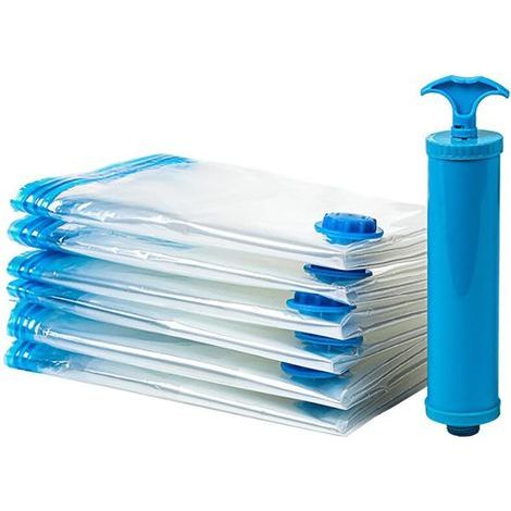 Set di 6 sacchetti sottovuoto con pompa - 80x120 cm - Blu, Sacchetti sottovuoto XXL (1/4)