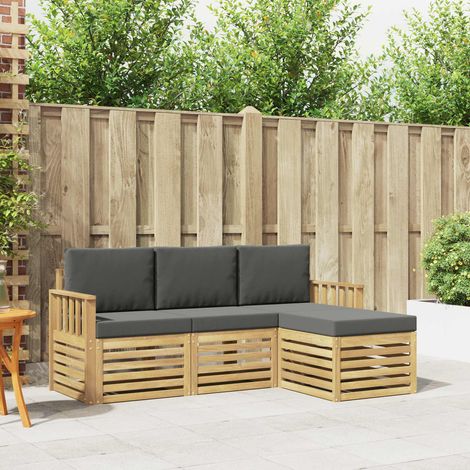 vidaXL Outdoor-Sofagarnitur 4 pcs Weiß und Anthrazit (1/5)