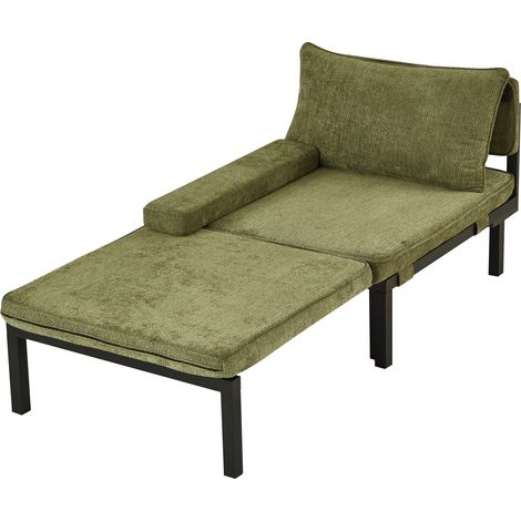 Sofá cama plegable 1 plaza verde de terciopelo con puerto USB Tipo C (1/5)
