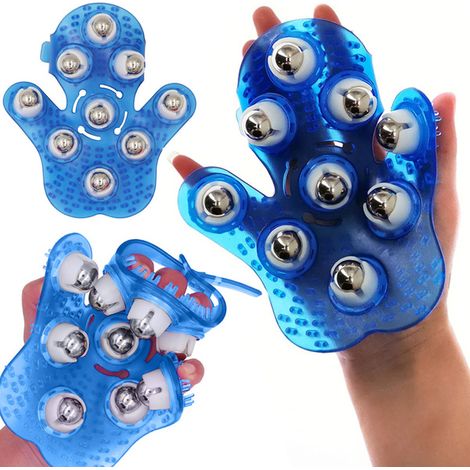 Gant de massage multifonctionnel avec 9 billes rotatives pour le cou et la cellulite-AquaForge