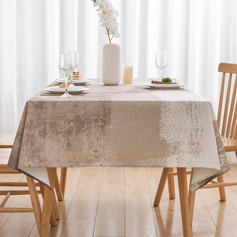 Nappe lavable Beige 140x200 cm Rectangulaire Style Campagne Moderne