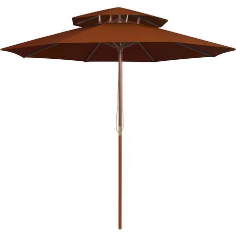 Parasol double avec mât en bois Terre cuite 270cm (1/5)