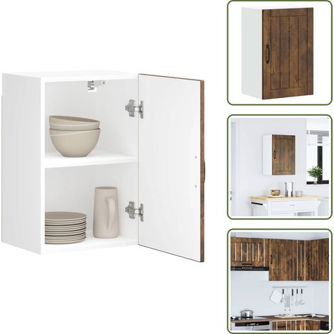 The Living Store Armario de pared de cocina Lucca roble ahumado - Armario de pared
