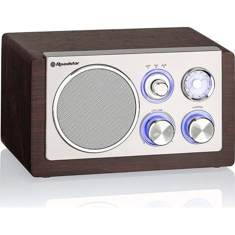 Roadstar HRA1245NWD Radio Portable Vintage FM Analogique , Haut-Parleur 16W, Radio Rétro Compacte Bois (1/7)