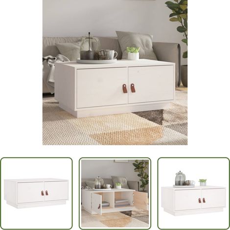 Bois de pin massif - Table basse Blanc 80x50x35 cm Bois massif de pin (1/5)