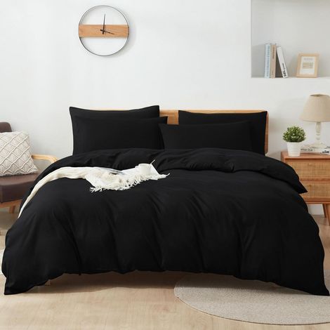 Bettwäsche-Set 155x220 cm Schwarz, 100% Baumwolle, atmungsaktiv, hypoallergen