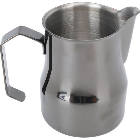 Pot à lait 450 ml, tasse à mousser en acier inoxydable 304, cafetière anti-gouttes, noir titane (1/5)