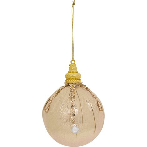 Déco Sapin Boule de Noël D 8 cm Doré et Champagne pailleté - Feeric Christmas (1/2)