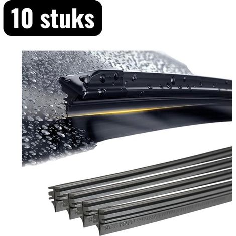 Lot de 10 embouts caoutchouc universels pour essuie-glaces – Compatibles balais 350 à 700 mm – Kit de remplacement voiture – Noir (1/5)