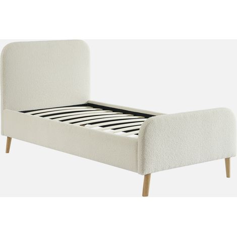 Letto con rete e testiera imbottita bouclé, 90 cm