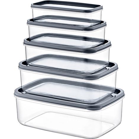 Set 5 Recipientes Herméticos para Alimentos, de forma Rectangular 7house