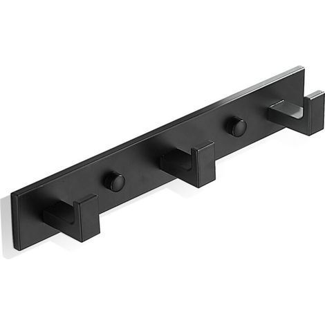 Porte Manteau Salle de Bain Mural à 3 Crochets Porte Manteau Mural Patère Salle de Bain Acier Inoxydable SUS304 Noir Mat (1/5)