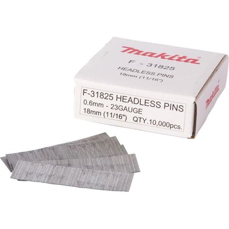 Makita F-31838 23G x 25mm Galvanized Headless Pin Nails 10000Pcs