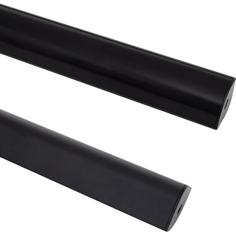 Ledkia – Profilé aluminium angle rond avec capot continu pour ruban LED jusqu'à 20 mm – Longueur 2 m – Couleur noir translucide – Éclairage homogène