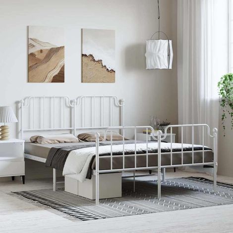 vidaXL Estructura cama sin colchón con estribo metal blanco 135x190 cm (1/5)