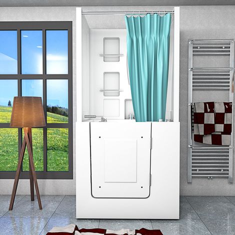 Seniorendusche und Kombination Wanne mit Whirlpool S02D-WP-B-R 100x78x205cm (1/5)