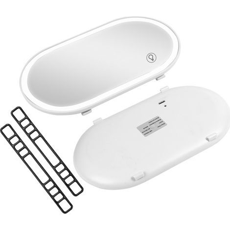 Miroir pare-soleil de voiture avec lumière LED, interrupteur tactile, verre HD, miroir de beauté universel blanc (1/2)