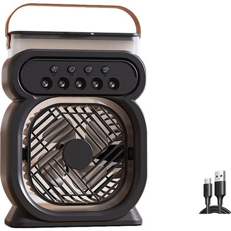 3 Vitesses Climatiseur Mobile,Mini Climatiseur Silencieux,Refroidisseur D'air,Humidificateur,noir,Ventilateur Brumisateur Eau,avec ,Lumière de Nuit,Minuterie,pour Maison Bureau (1/5)