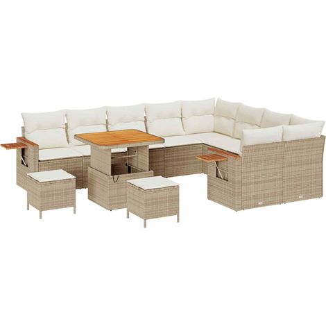 Maison Exclusive - Set Divano da Giardino 13 pz 9-Numero di posti Beige e Crema (1/5)