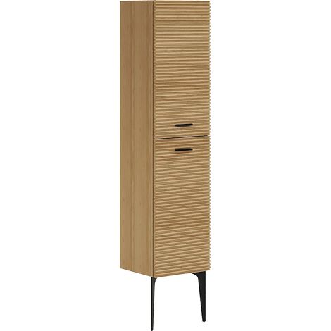 Colonna bagno scanalata con piedini - Naturale chiaro - H140 cm - SARONE (1/5)