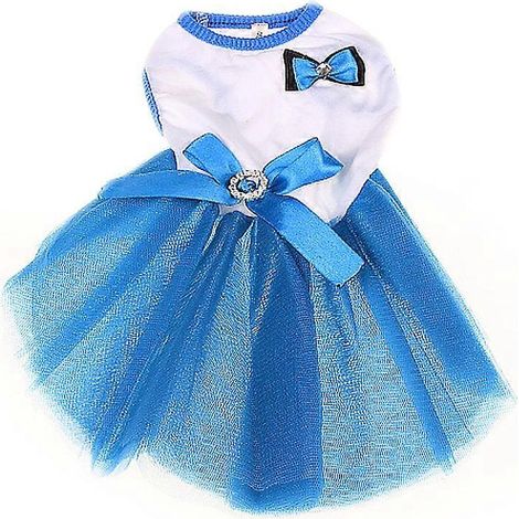 Robe de princesse adorable avec tutu en dentelle bleue et rouge, idéale pour les fêtes de fin d'année, les chiots, les chats et les chiens de petite et moyenne taille. Parfaite pour les vacances et le