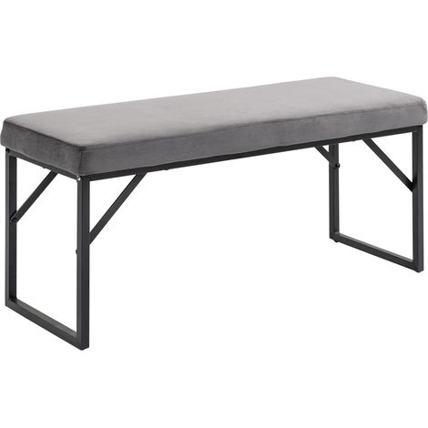 Banco tapizado efecto terciopelo gris oscuro 100 x 35 x 47 cm MODENUIT (1/5)
