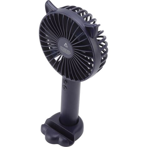 Niedlicher, per USB aufladbarer, tragbarer Ventilator mit 3 Geschwindigkeitsstufen, aus ABS und PC, batteriebetrieben, ideal für Reisen, dunkelblau (1/5)