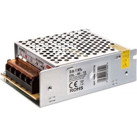 ZSL-60-12 LDX1000117 ZAMEL 5903669074540 ADAPTATEUR D'ALIMENTATION LED 12 V DC 60 W LDX10000117