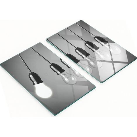 Tablas de servir de cristal para cocina con gr谩ficos, seis bombillas, 2x30x52 cm