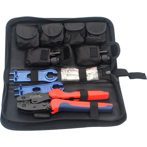 Kit de sertissage pour panneaux solaires photovoltaïques : pince à sertir, 1 paire de clés et 6 paires de connecteurs (1/5)