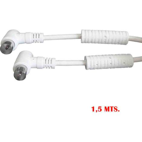 Prolongación tv-video acodada con filtro 9,5mm 1,5m envasada blanca (1/2)