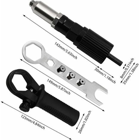 Adaptateur de pistolet à rivets électrique Connecteur de tête de bloc Outils professionnels écrou joint de perage Rivetage Riveter Insertion de rivet Fixation pour visseuses sans fil Perceuses (1/2)