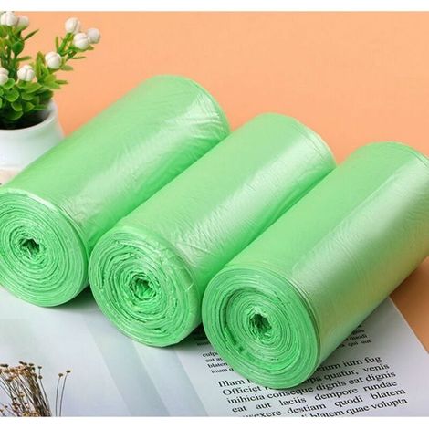 Lot de 150 sacs poubelle biologiques, résistants à la déchirure, sacs pour déchets alimentaires, compostables et biodégradables, en amidon de mas., (1/4)