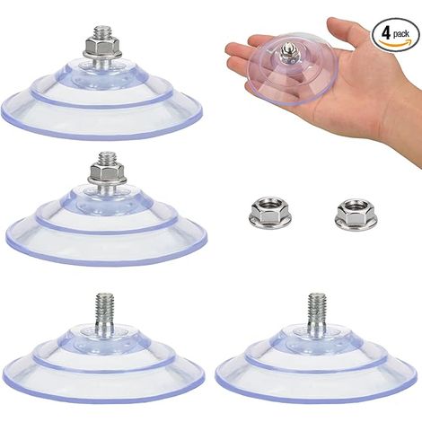 4 Pièces Ventouse Large avec Vis de 3,4"/85mm Couleur Transparente en PVC, Pack de 4 Ventouses Transparent avec Écrou de Vis M8, 38.1 X 25.4 X 38.1 cm (1/5)