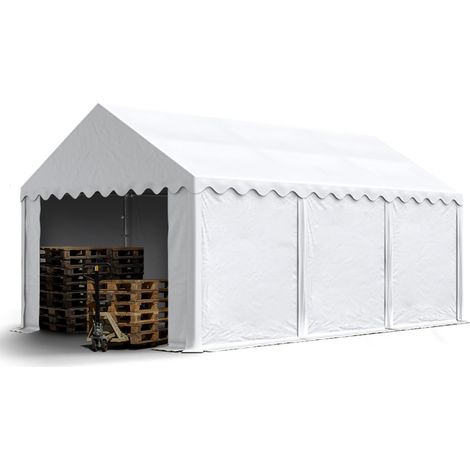 Stabiles Lagerzelt 4x6 m Unterstand mit Bodenrahmen und Dachverstärkung PVC Plane 800 N weiß 100% wasserdicht Zelthalle Weidezelt (1/5)