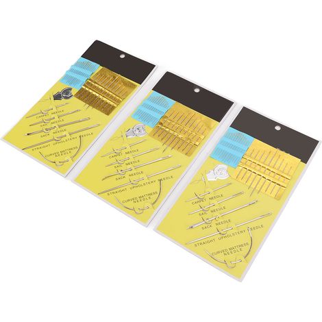 Ensemble de 3 aiguilles à coudre en cuir, en acier inoxydable, en forme de U, pour broderie et loisirs créatifs. (1/5)