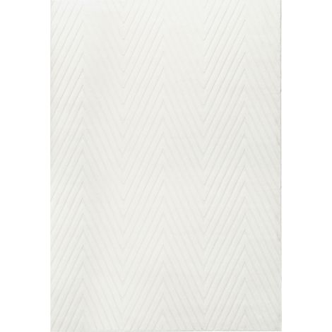 Alfombra para salón estilo moderno forma rectangular jacquard 160 x 230 cm pelo corto blanco crema Twynam (1/5)