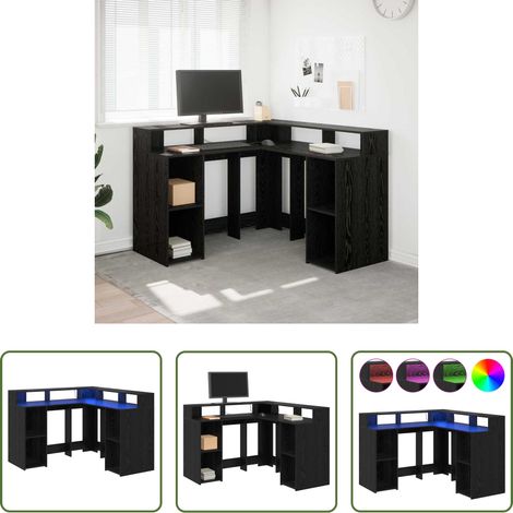 vidaXL Bureau en bois - Bureau Chêne noir 130 x 130 x 91 cm Bois d'ingénierie (1/5)