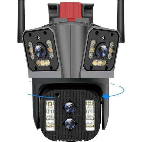 Caméra de sécurité à domicile Caméra de Protection de sécurité 16MP 6K caméras de Surveillance caméra de sécurité extérieure sans fil Zoom 10X quatre objectifs caméra IP PTZ 360 °(6K Camera Add 128GB) (1/5)
