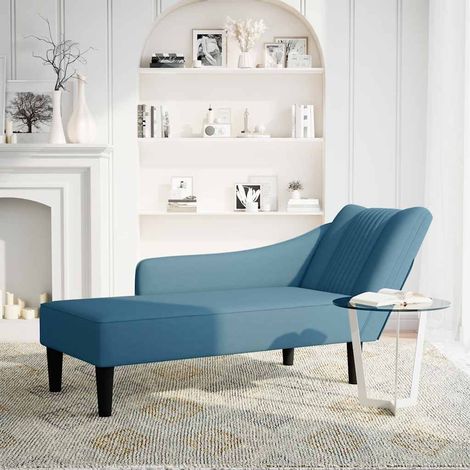 Fauteuil de Salon,Chaise,Fauteuil long avec accoudoir droit bleu velours CFW276756 (1/5)